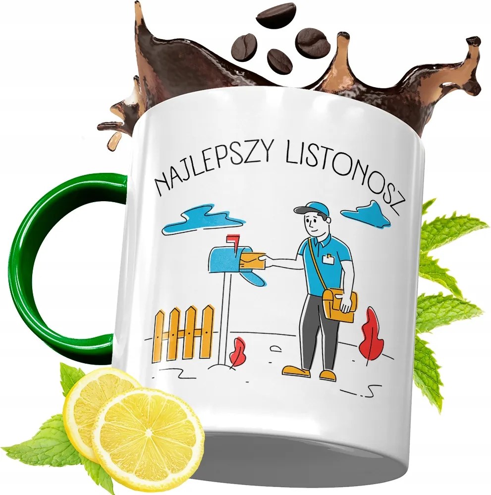 Zöld Bögre Postásnak Születésnapi Ajándék Nyomtatott Fényképpel