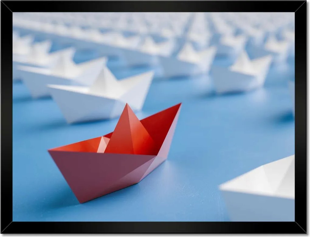 Poszterek keretben 40x30 Piros papírhajó