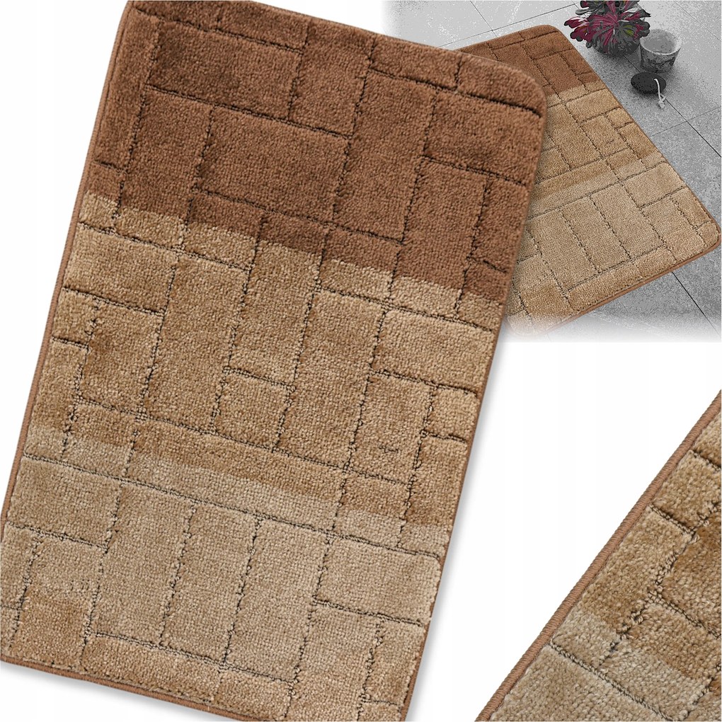 Fürdőszobaszőnyeg Csúszásgátló Nagy Bézs Barna 50X80 Gyorsan Száradó