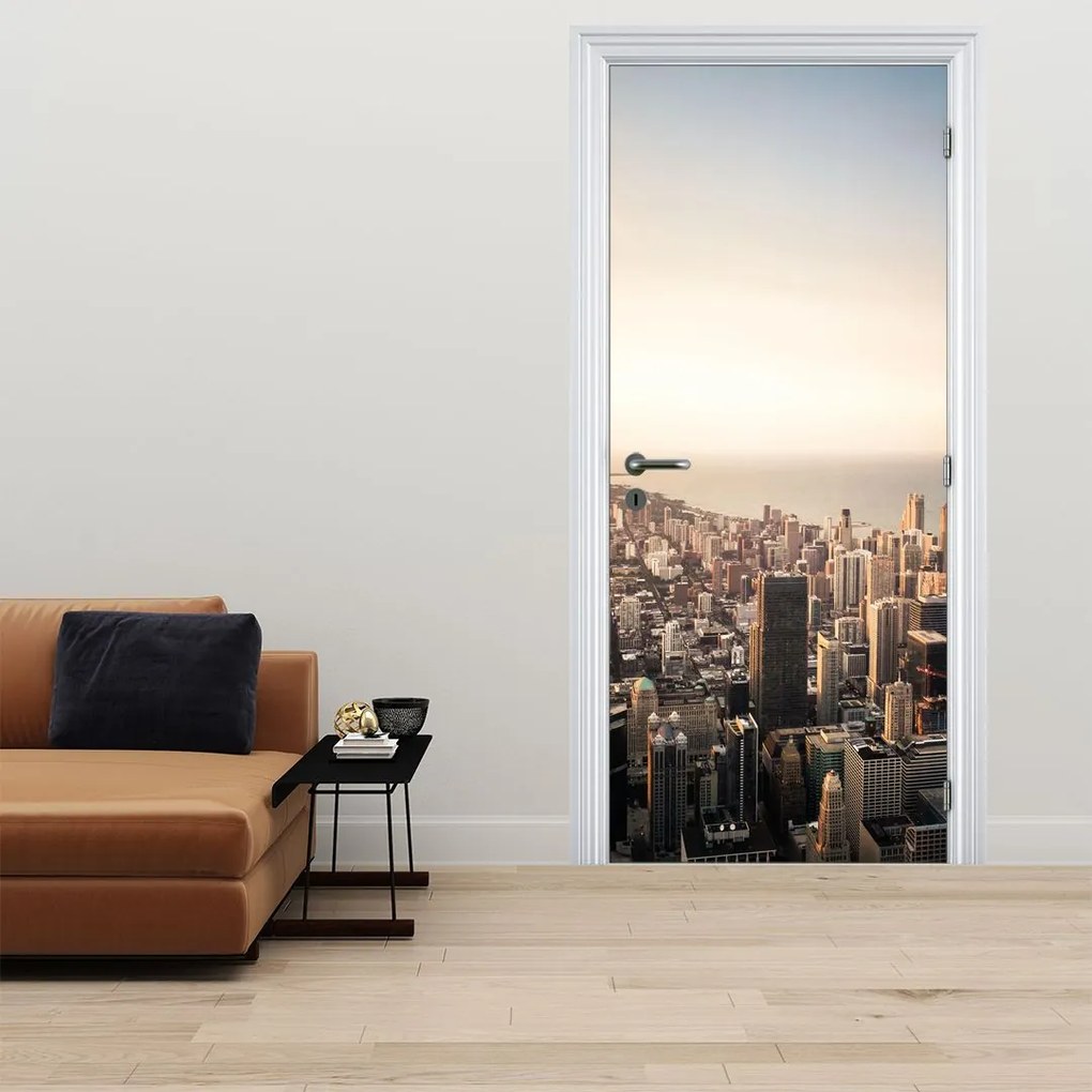 Fotótapéta ajtóra - Naplemente a város felett (95x205cm)