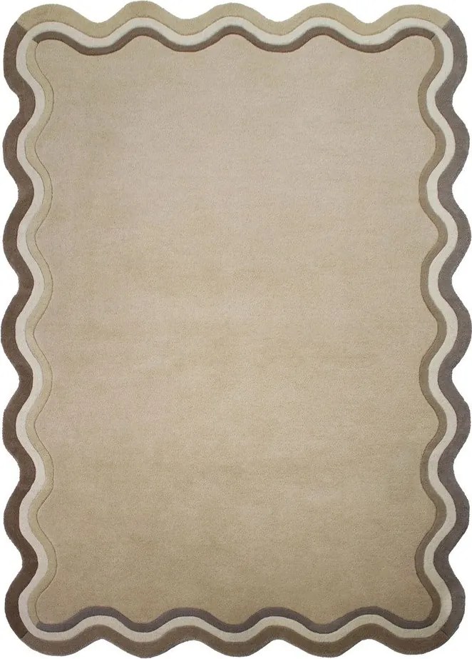 Natúr színű kézi szövésű gyapjú szőnyeg 160x230 cm Leo Scallop – Flair Rugs
