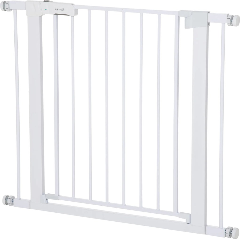 PawHut Ajtóvédő Rács, Lépcső Rács, Pet Gate Fúrás Nélkül, 76-97 cm Állítható Akadály, Automatikusan Záródó Gyerekbiztos Ajtó, Gyermekek és Háziállatok