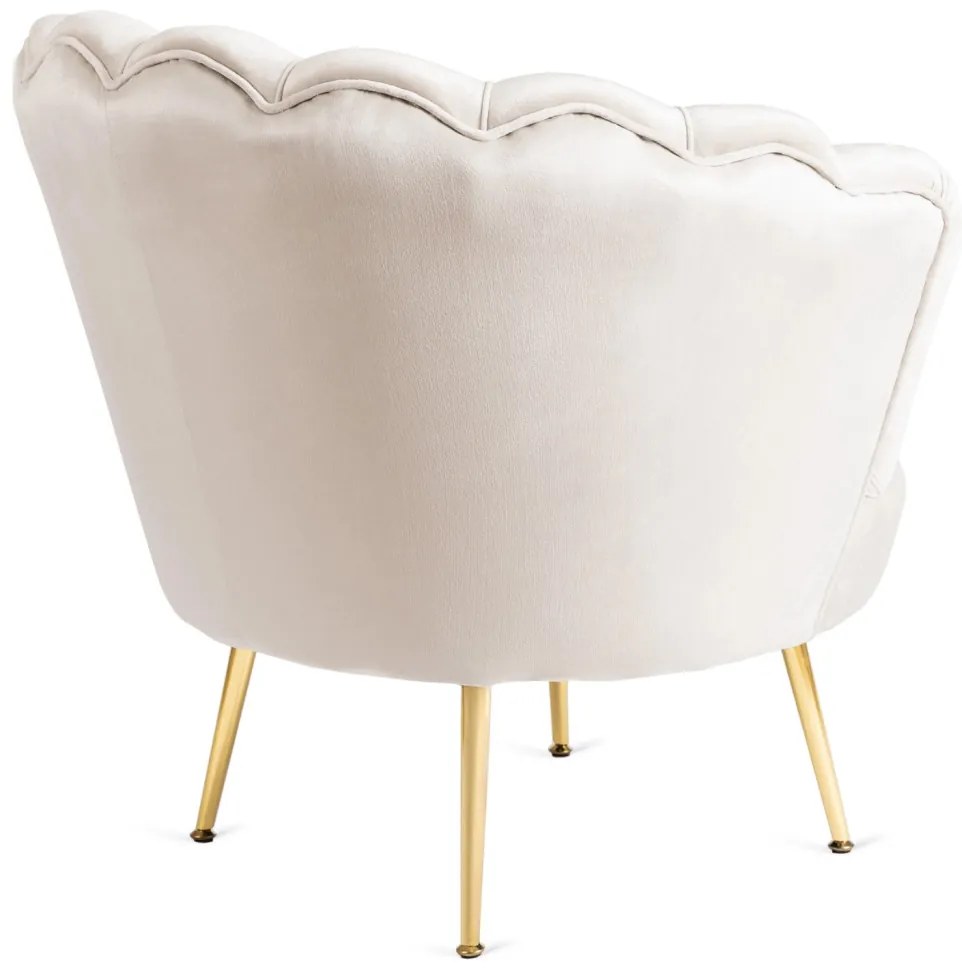 Elegáns Fotel Lábtartóval Krészínű Bársony Kárpittal. GRAND