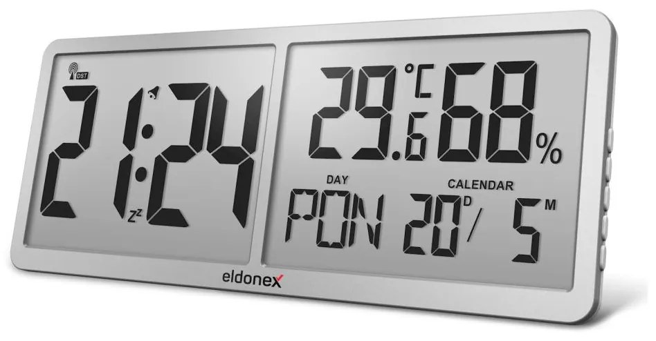 ELDONEX ECL-1110-SL - TimeCheck digitális falióra 4xAA, ezüst