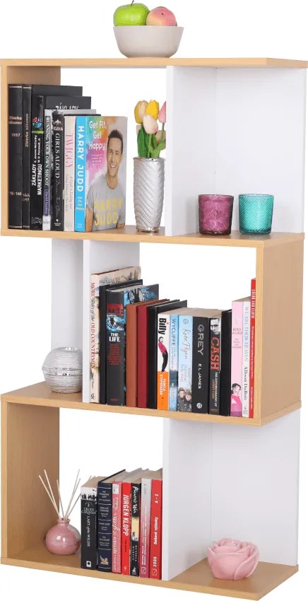 Könyvespolc, tűnyalábos fenyő/fehér, ERDEM NEW TYP 1