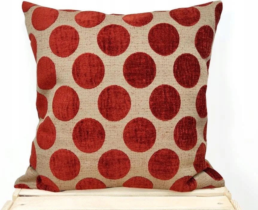 Díszpárnahuzat 45x45 kerekek vörös dekoratív kerekek 65 vastag