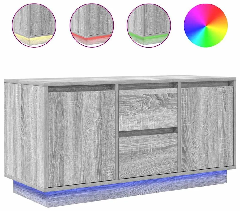 szürke sonoma színű TV-szekrény LED-lámpákkal 100x41x50 cm