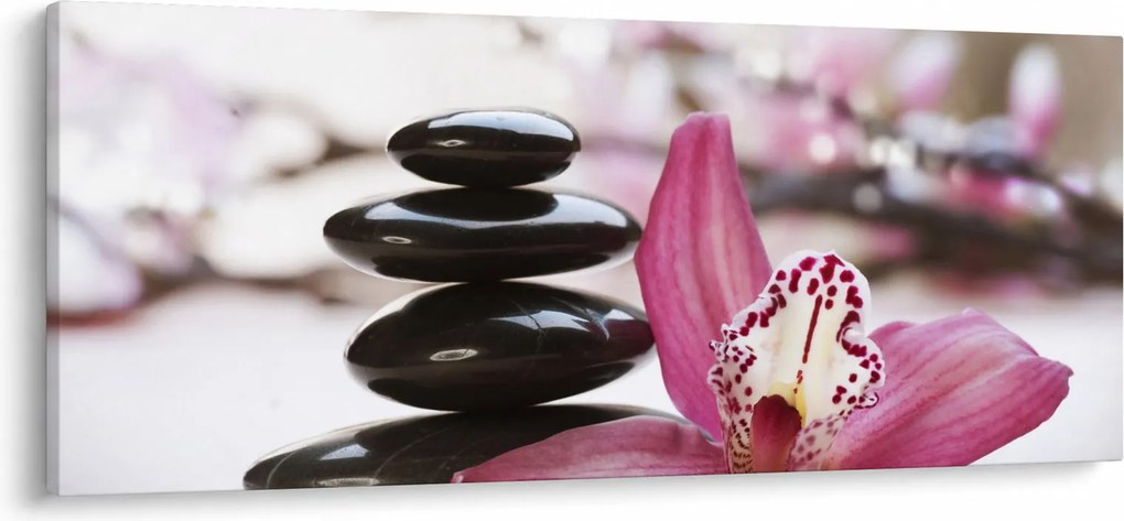 Masszázs kövek és orchideák képe (120x50 cm)