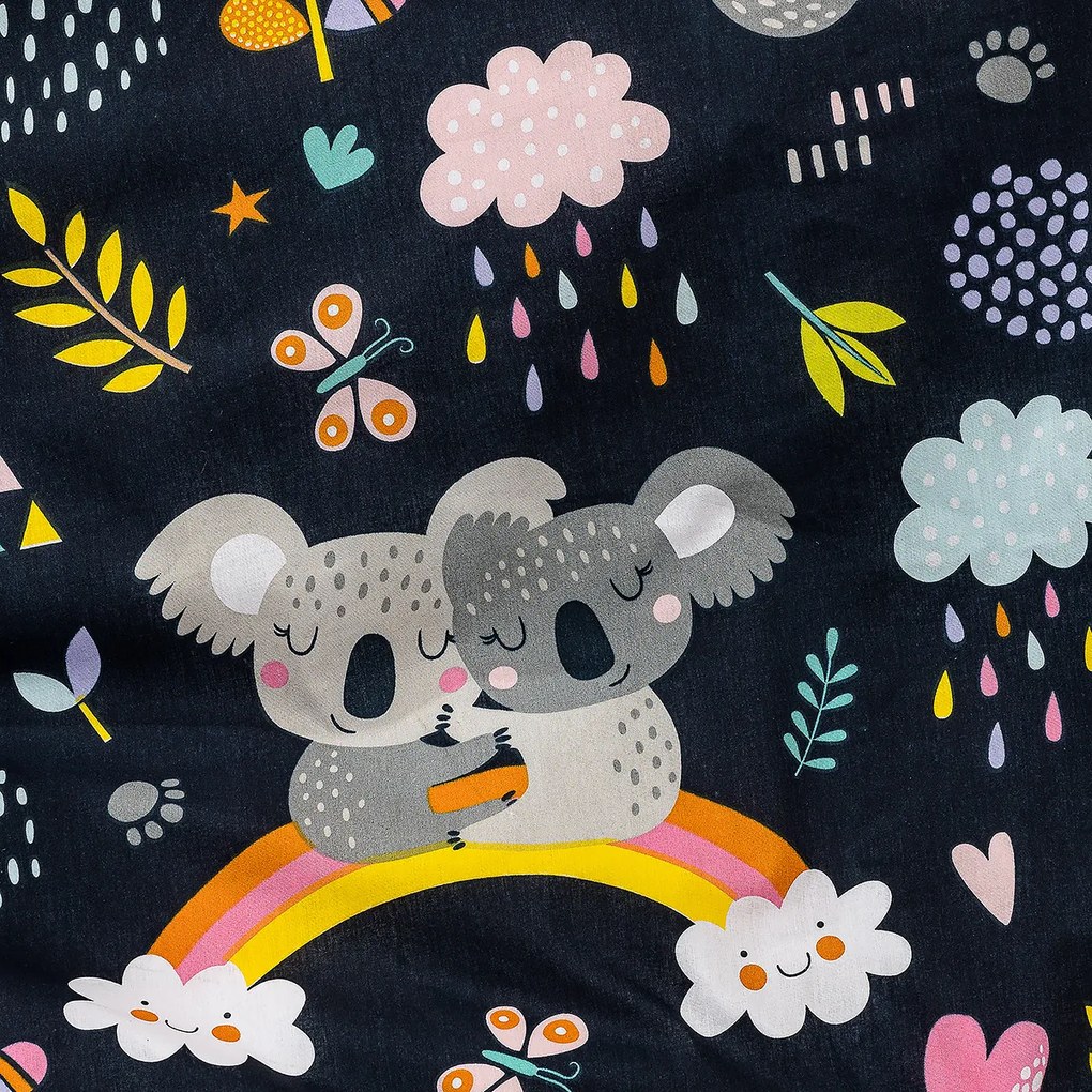 4Home gyermek pamut ágyneműhuzat kiságyba Koala rainbow, 100 x 135 cm, 40 x 60 cm