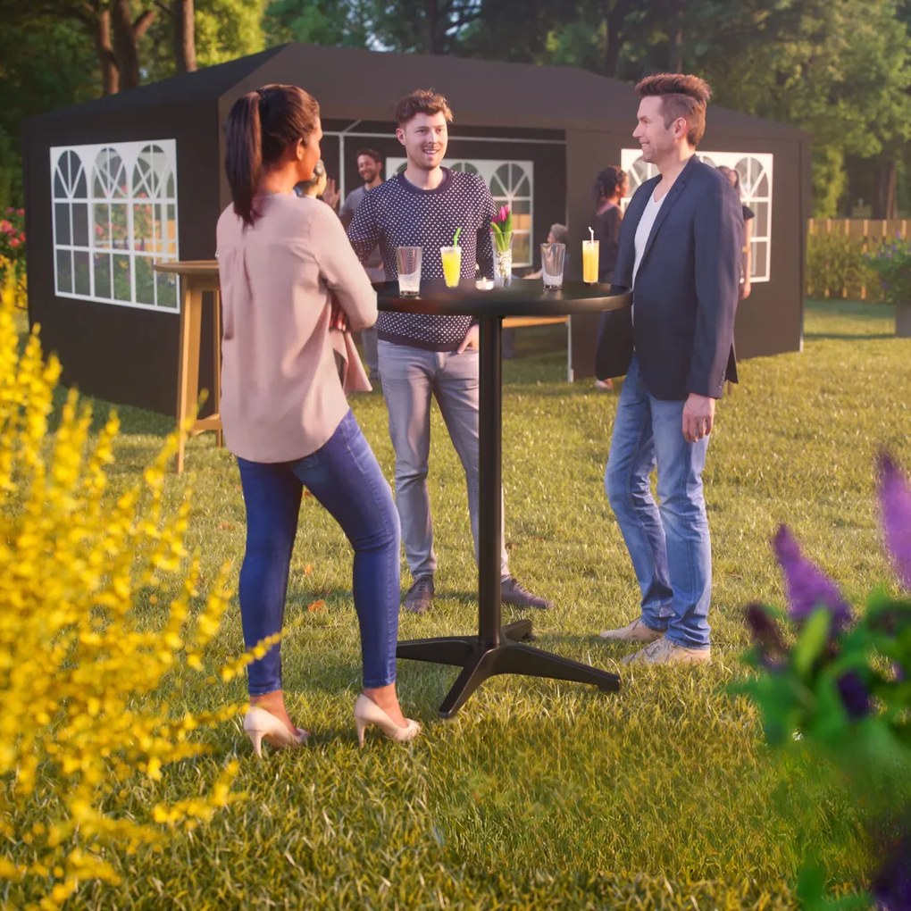 NERO állítható magasságú, alumínium bárasztal, Ø60cm, fekete Casaria