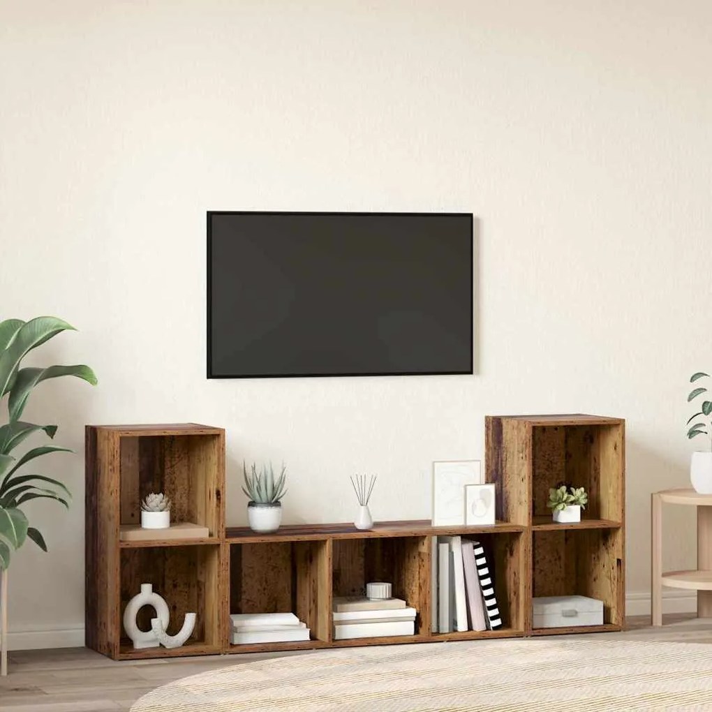 TV szekrény 3 pcs Barna 107 x 35 x 37 cm Faanyag