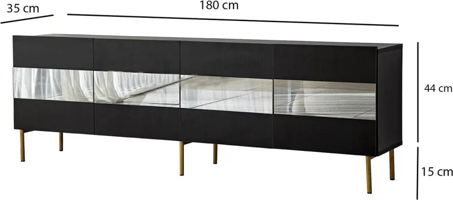 Leon TV-állvány, arany-füstszürke, 180 cm