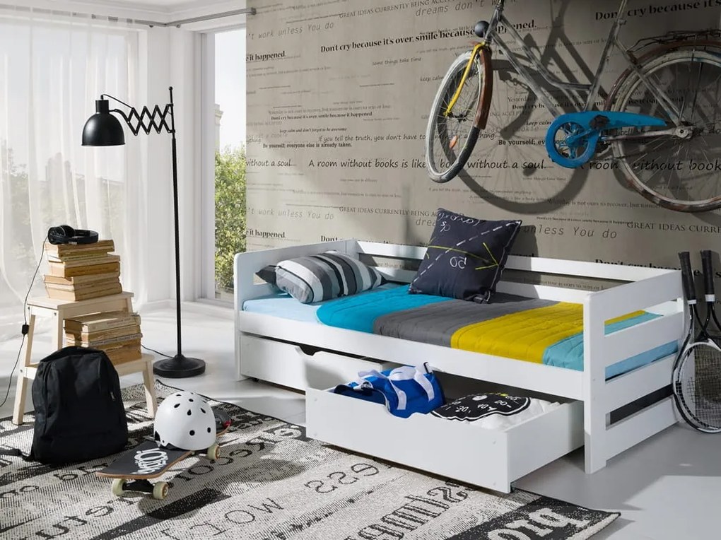 Gyerekágy 90 x 190 cm Erin (ágyráccsal és tárolóhellyel) (fehér). Akció -10%. 1012869