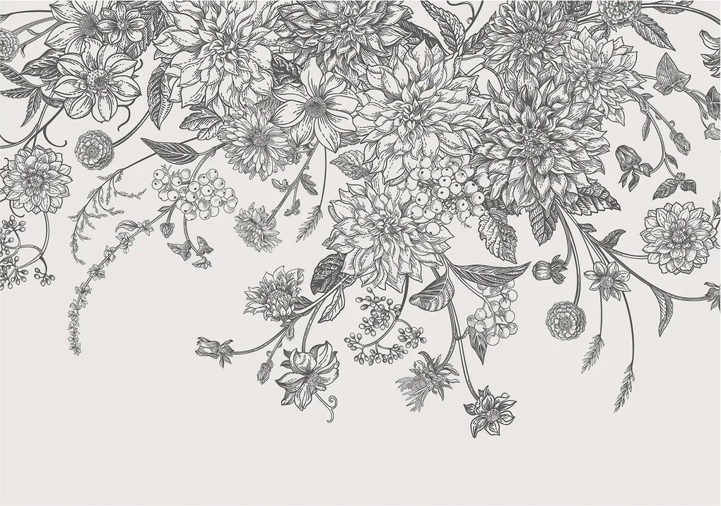 Dekoratív fotótapéta falra Könnyű összeszerelés Virágmintás 208x146 Ragasztó