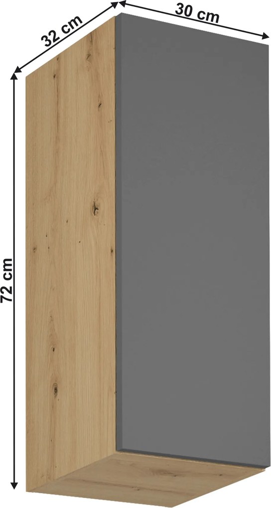 Felső szekrény, artisan tölgy/szürke matt, univerzális, LANGEN G30