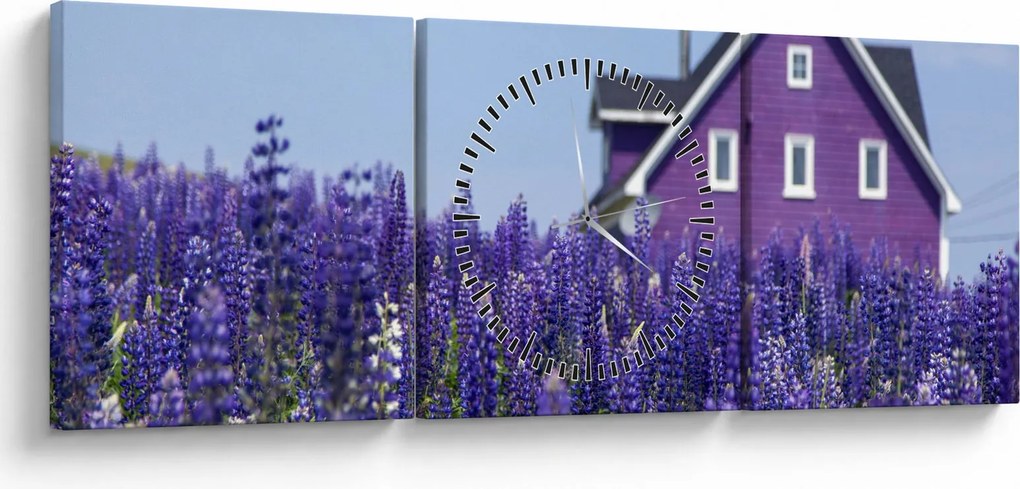 Levandula mező képe (órával) (90x30 cm)