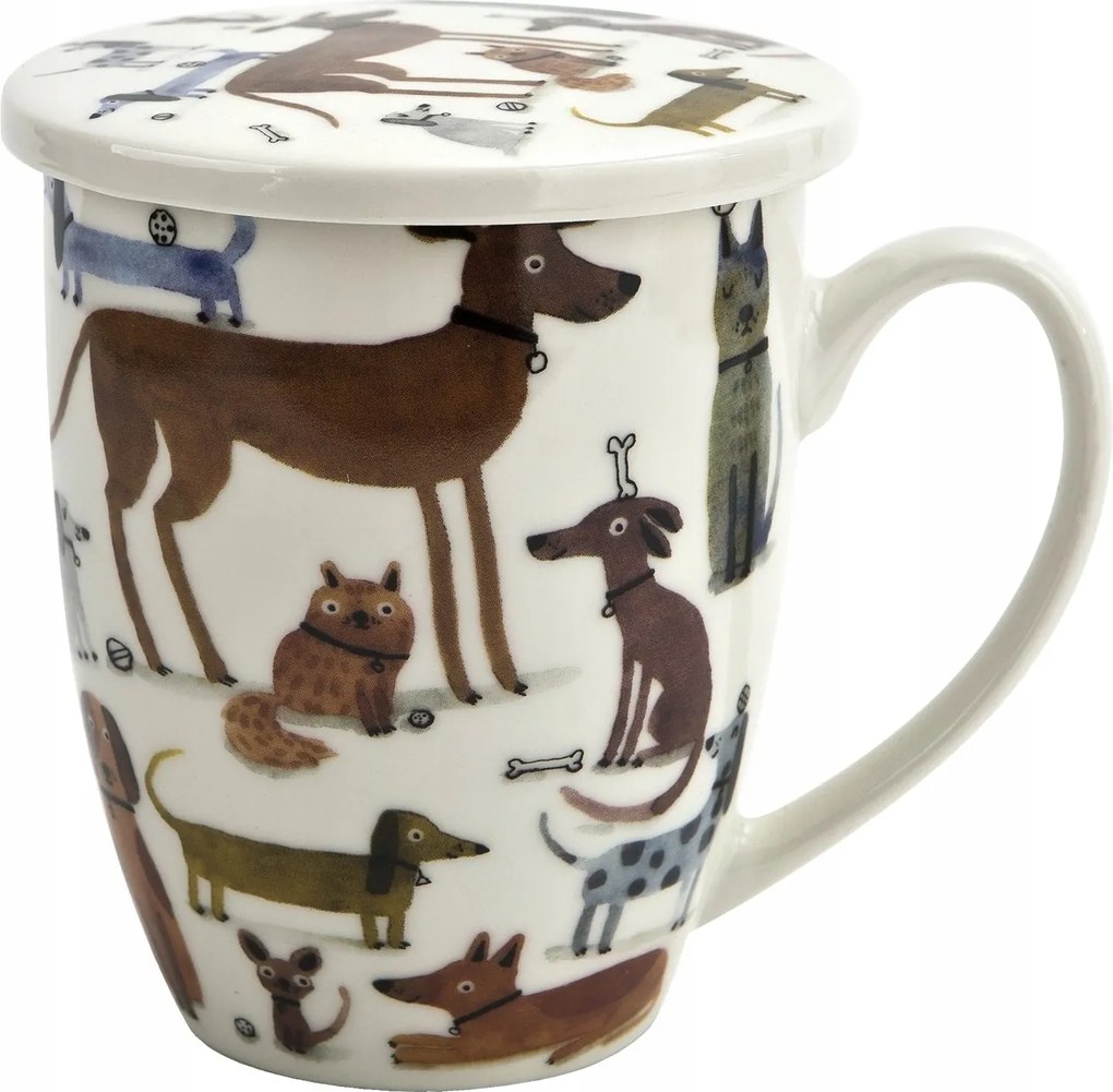 Porcelán bögre 360 ml-es befőzővel Különböző Kutyák