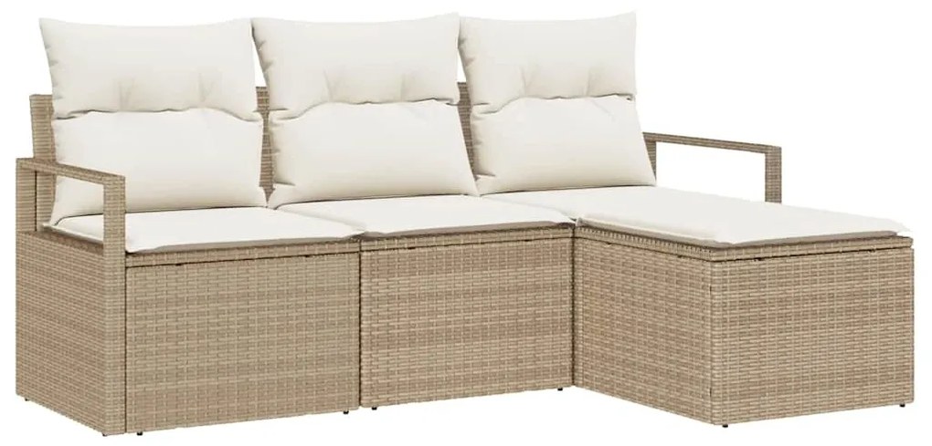 Kerti Kanapé Szett párnával tárolóval 4 pcs Beige és krém