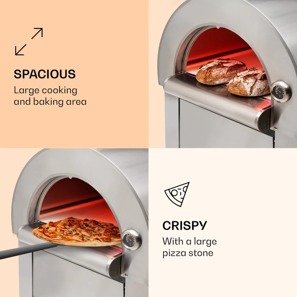 Diavolo Napoletana, pizzasütő kemence, faszén tüzelésű kemence, rozsdamentes acél