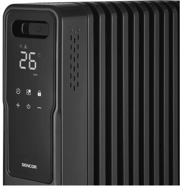 Sencor - 11 bordás olajradiátor 1000/1200/2400 W/230 V Wi‑Fi fekete