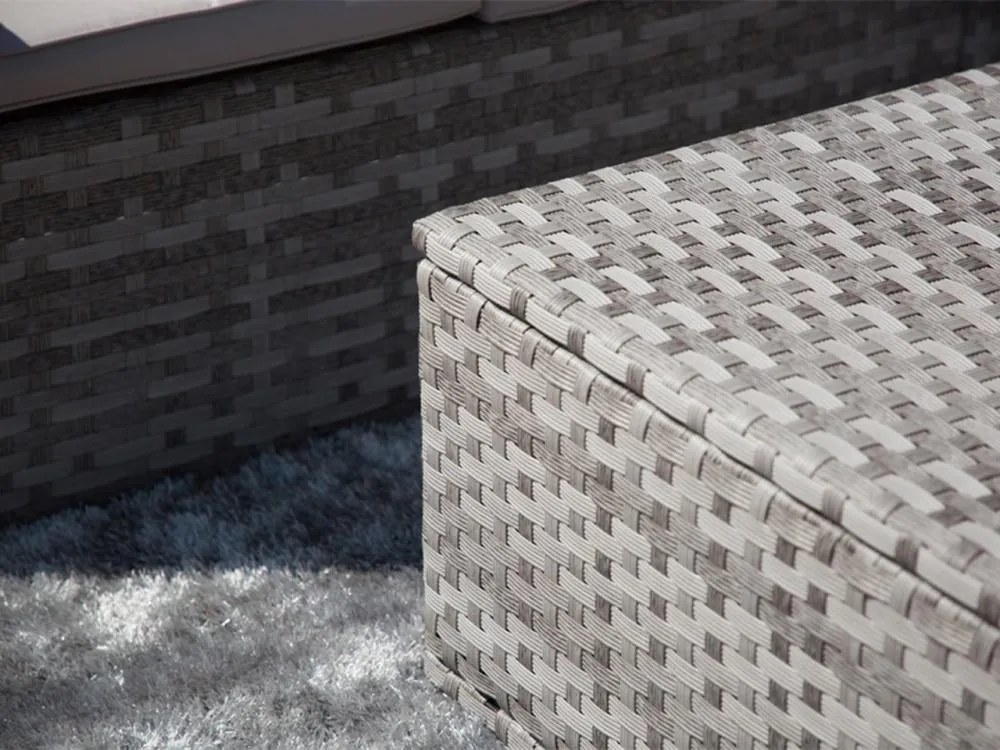 AUCKLAND Nagy kerti ülőgarnitúra tárolóval a párnákra - szürke