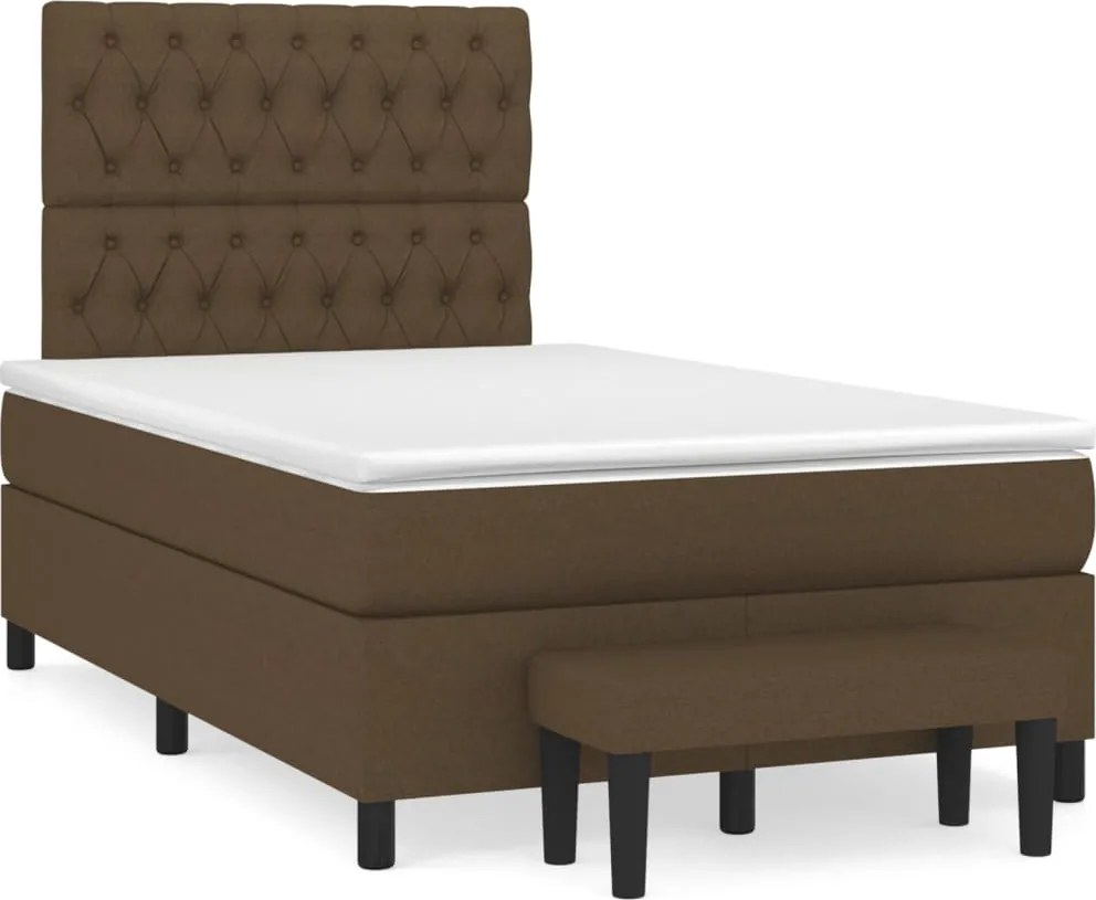 vidaXL sötétbarna szövet rugós ágy matraccal 120 x 200 cm