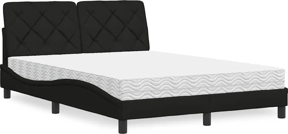 vidaXL fekete szövet ágy matraccal 140x190 cm