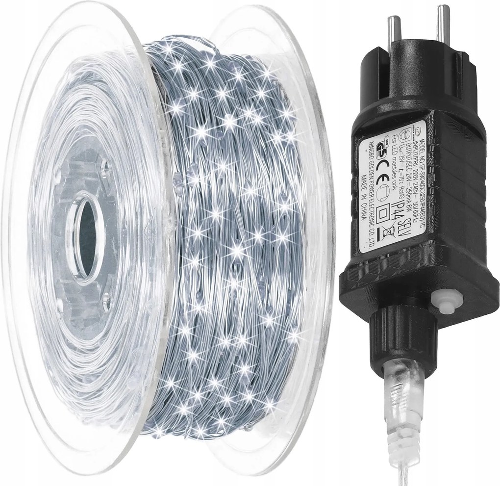 Drótos Karácsonyfa Lámpa 1000LED 100M Fehér Hideg IP44 Damil
