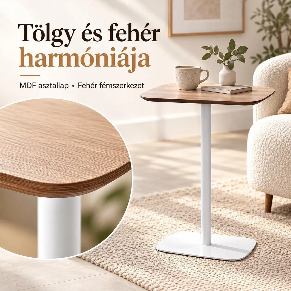 Bárasztal, kerek MDF asztallappal, Ø60 x 105 cm, 20 kg teherbírás, tölgy/fehér
