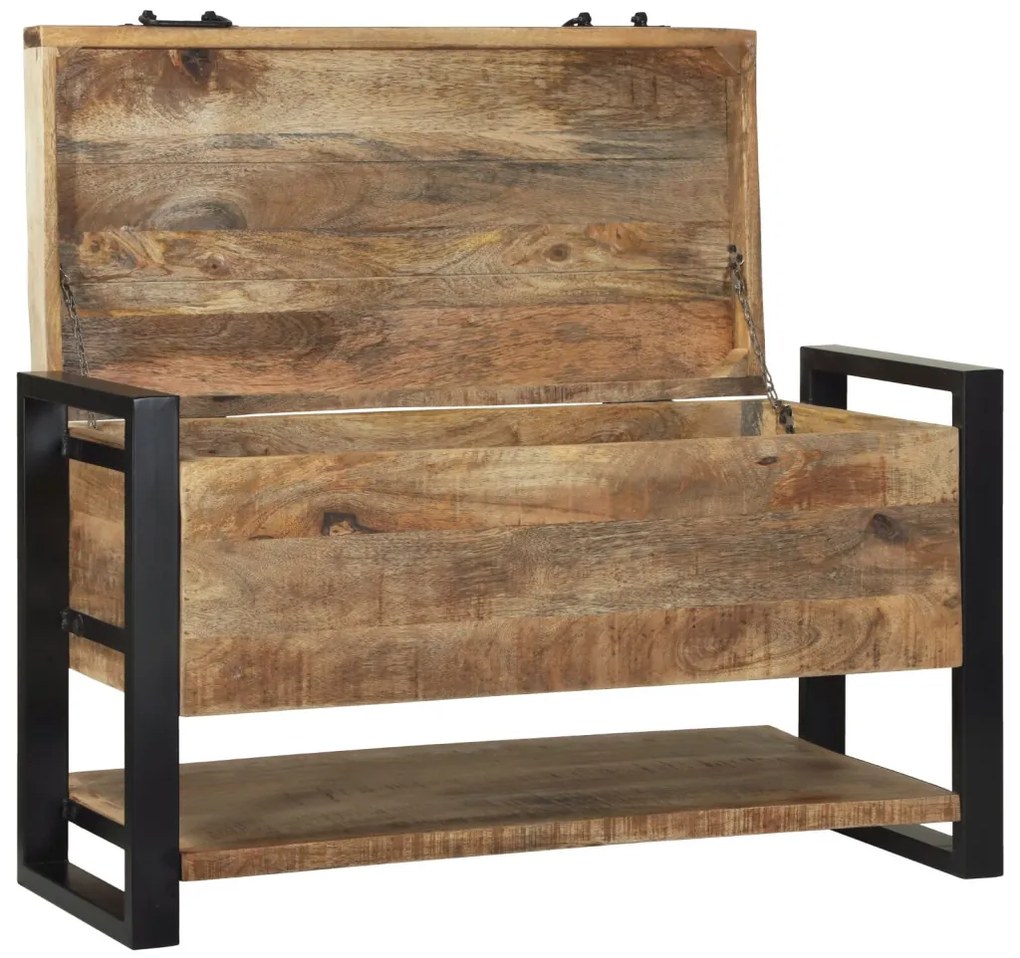 vidaXL Tároló Doboz tárolóval Barna 80 x 35 x 45 cm Tömör mangófa