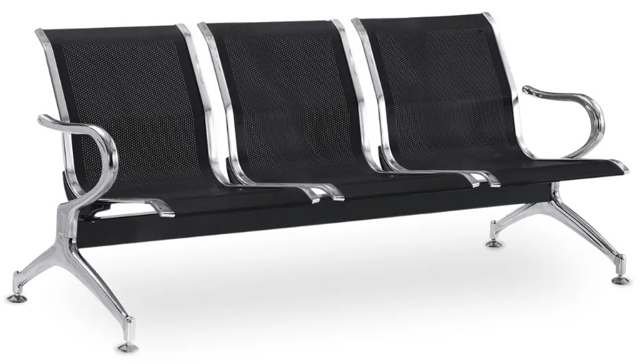 Fém pad a váróterembe REST, 3 ülés, fekete