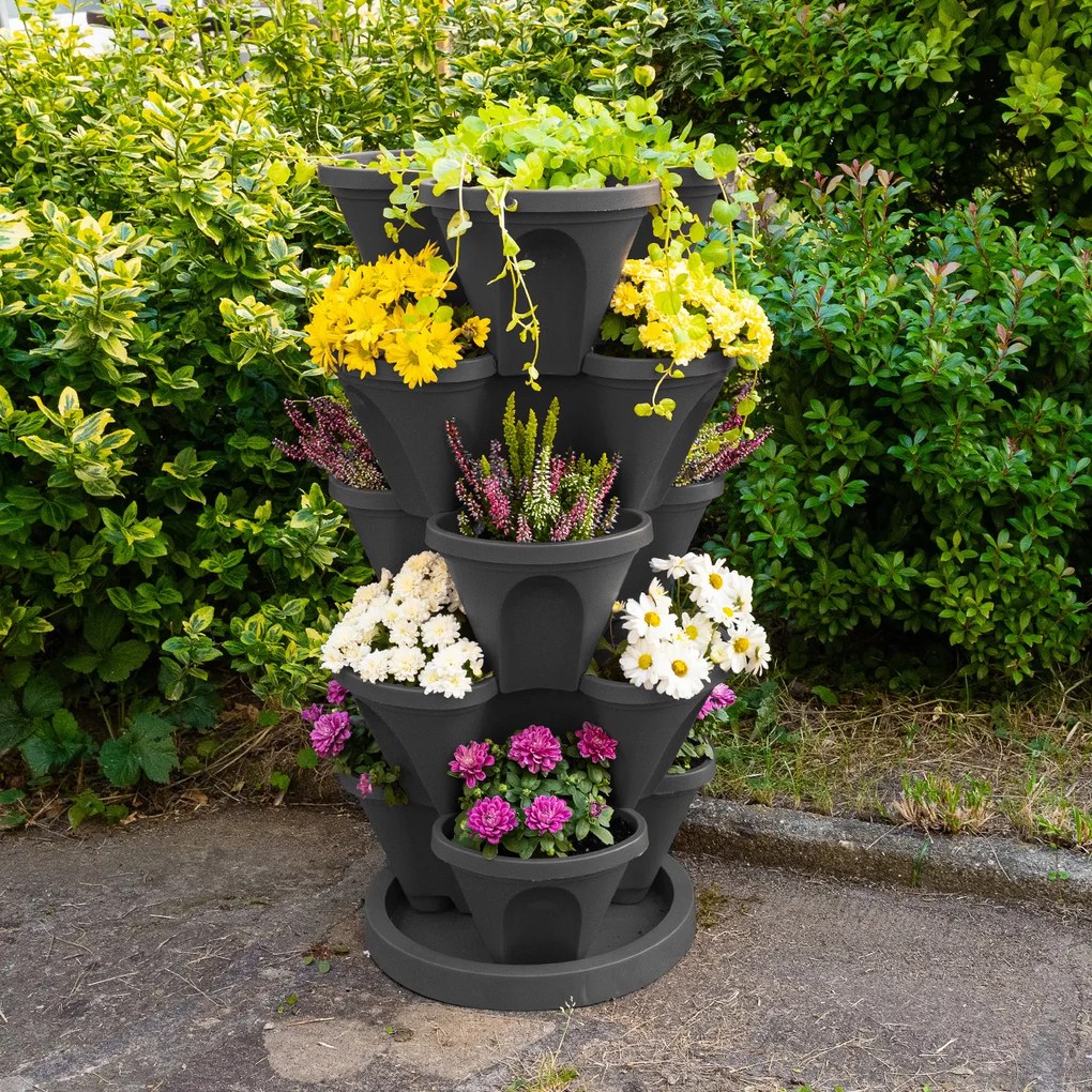 4Home virágpiramis 5 részes, antracit, 5 emelet