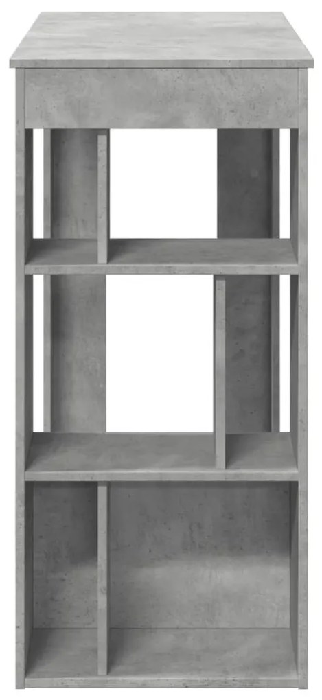 betonszürke szerelt fa tárolórekeszes bárasztal 102x50x103,5 cm