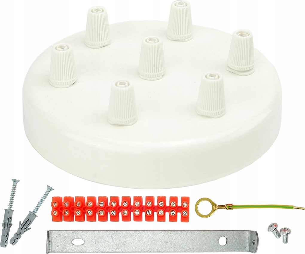 fehér rozetta póklámpához, mennyezeti fém takarólemez 7 kábelhez, Loft Diy