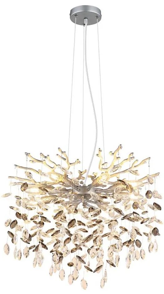 Globo 64138H1S - Kábeles csillár QUEENA 8xE14/40W/230V ezüstszínű