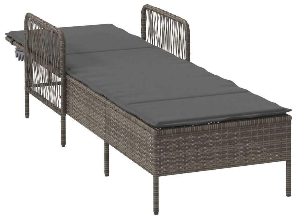 Napozóágy Szürke és sötét szürke PE Rattan 157 x 55 x 92 cm