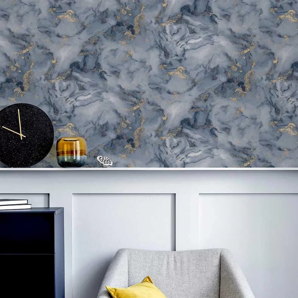 Arthouse Signature 1 Bahia Marble arany-kék márvány mintás papír tapéta – 923000