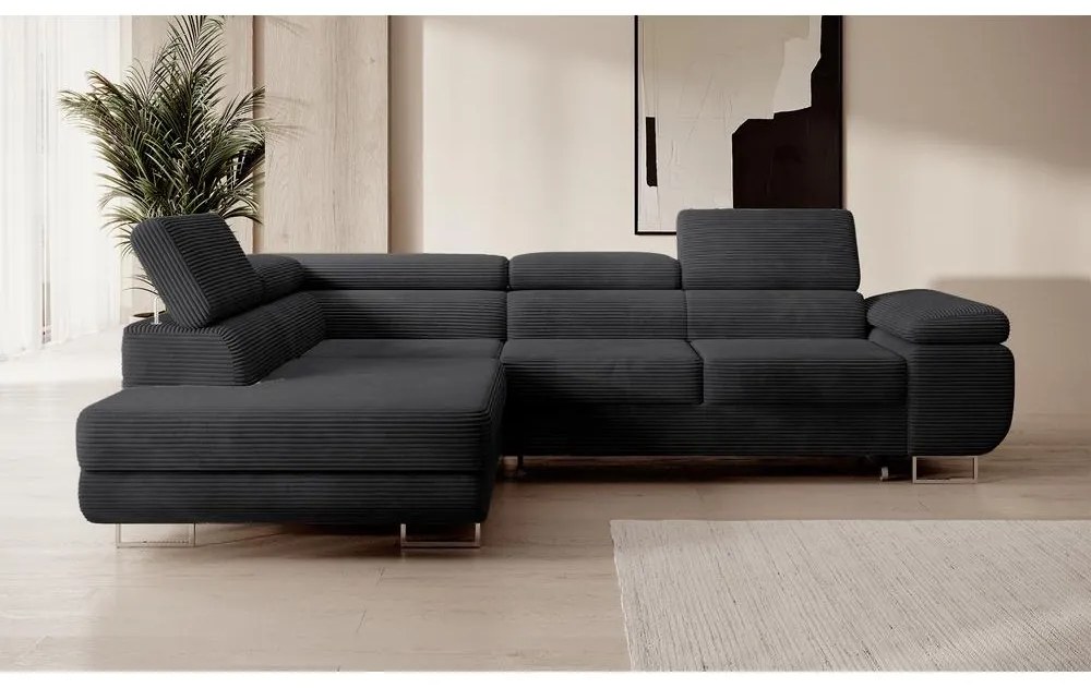 Sarokkanapé Stiletto (B) (fekete + ezüst). Akció -15%. 1099688