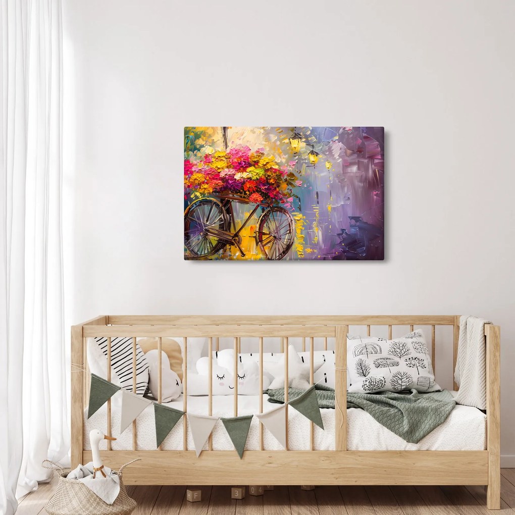 Kép - Kerék virágokkal (90x60 cm)