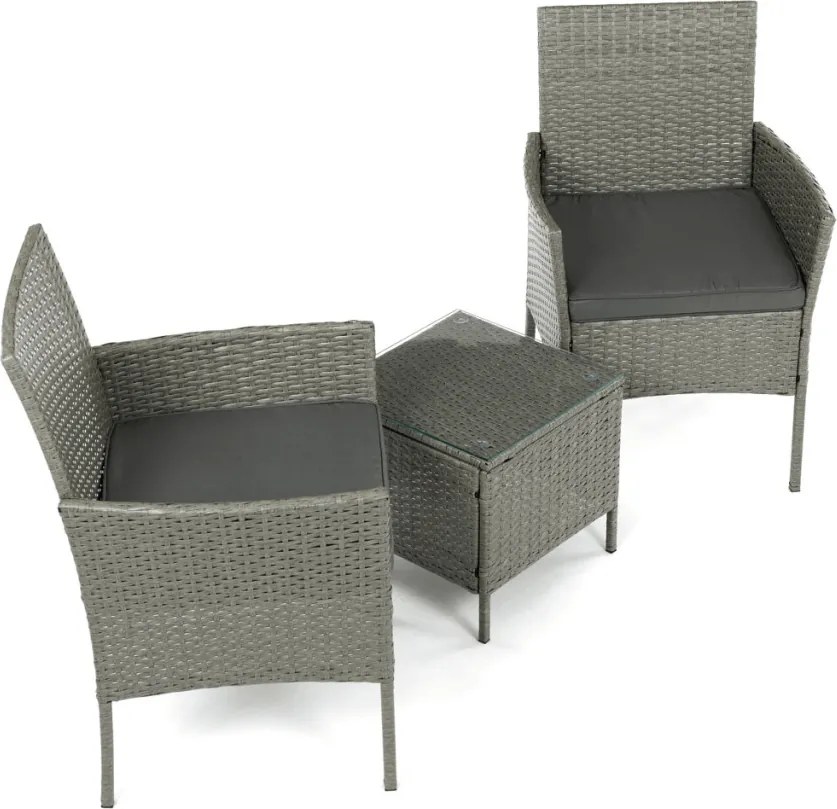 Kerti bútor szett 1+2, polyrattan, szürke, AZS-A1102 GREY