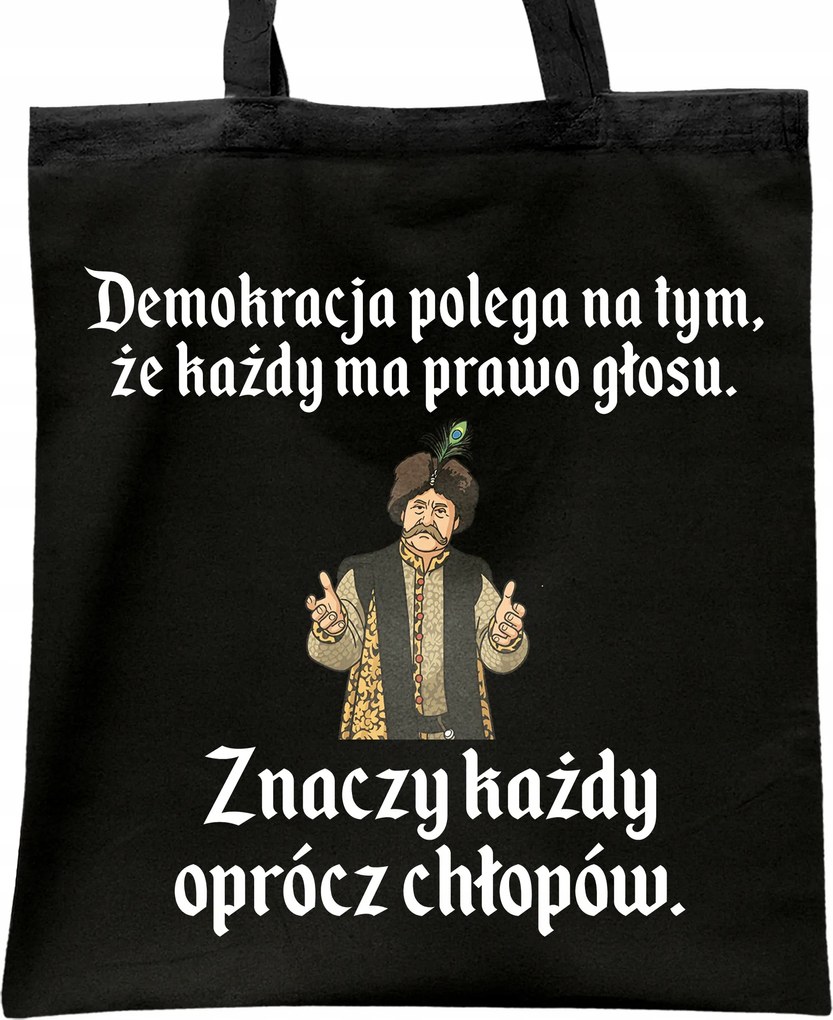 Fekete pamut bevásárlótáska 1670 A demokrácia erre támaszkodik