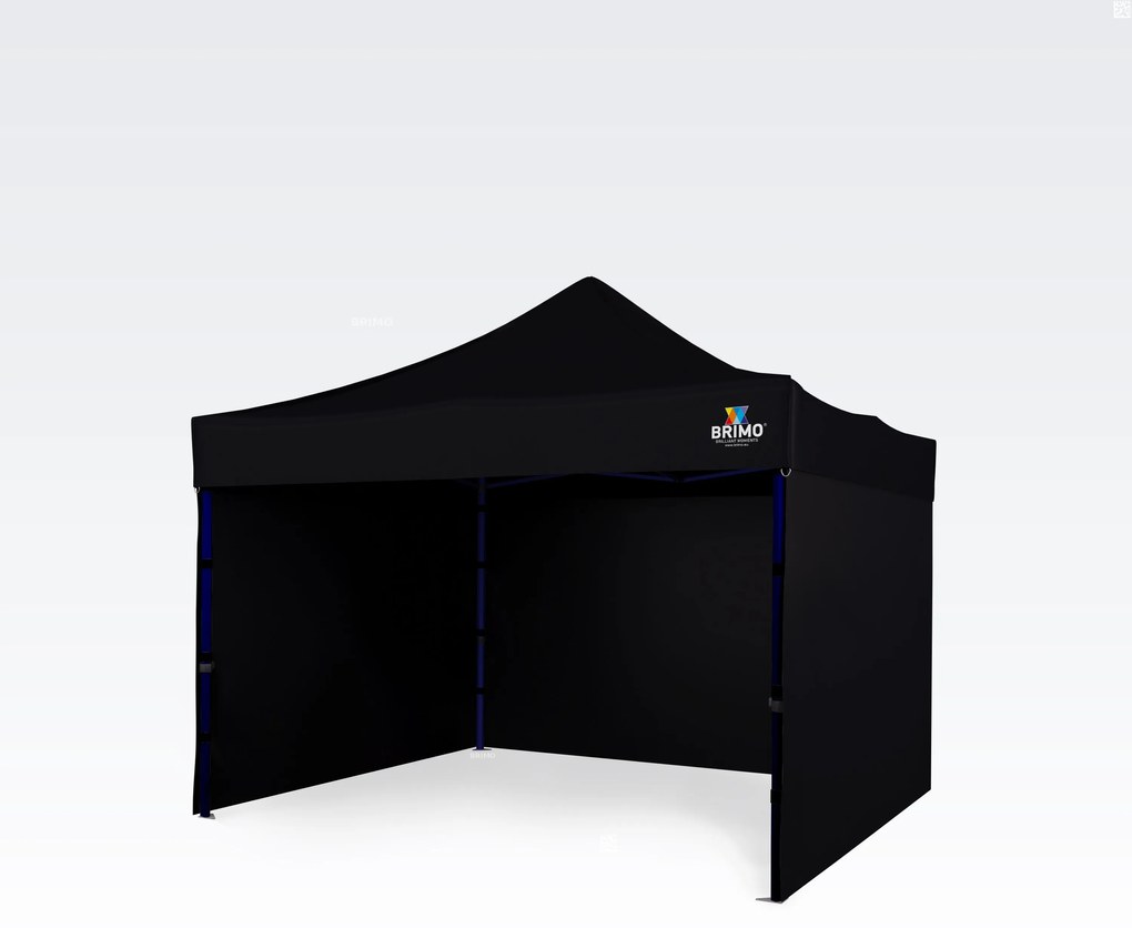 Sörsátor 3x3 m Acélváz 3 fallal: Munkasátor kézműveseknek - plusz 3 oldalfal - Fekete