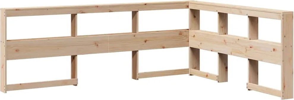 vidaXL Könyvespolc fejtámla L-alakú 140 cm tömörfa fenyőfa