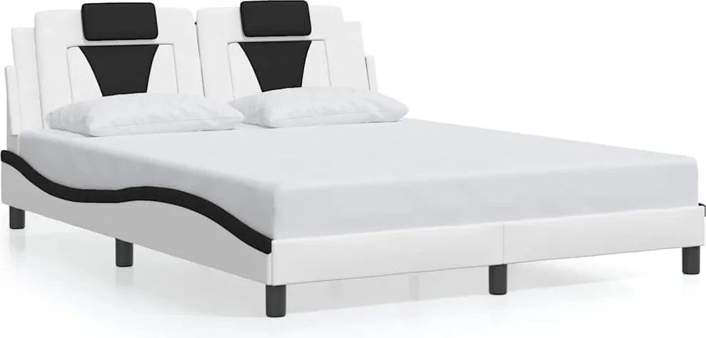 vidaXL fehér és fekete műbőr ágykeret Viana matrac nélkül 160 x 200 cm