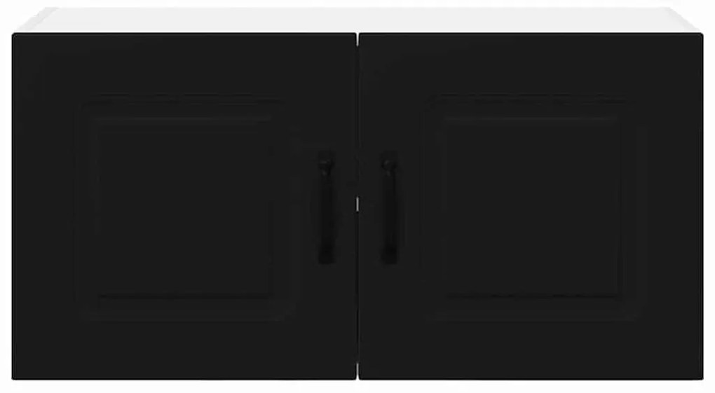 Fali konyhaszekrény polcokkal Fekete 80 x 31 x 40 cm Faanyag