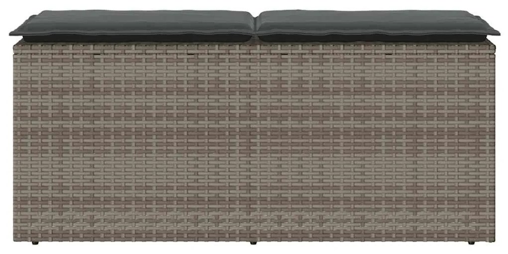 Szürke polyrattan kerti pad párnával 116 x 46 x 57 cm