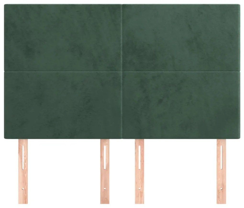 sötétzöld bársony fejtámla 144x5x118/128 cm