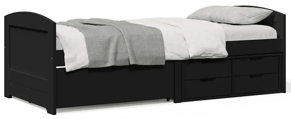 Napozóágy 5 fiókkal matrac nélkül IRUN Fekete 90x200 cm