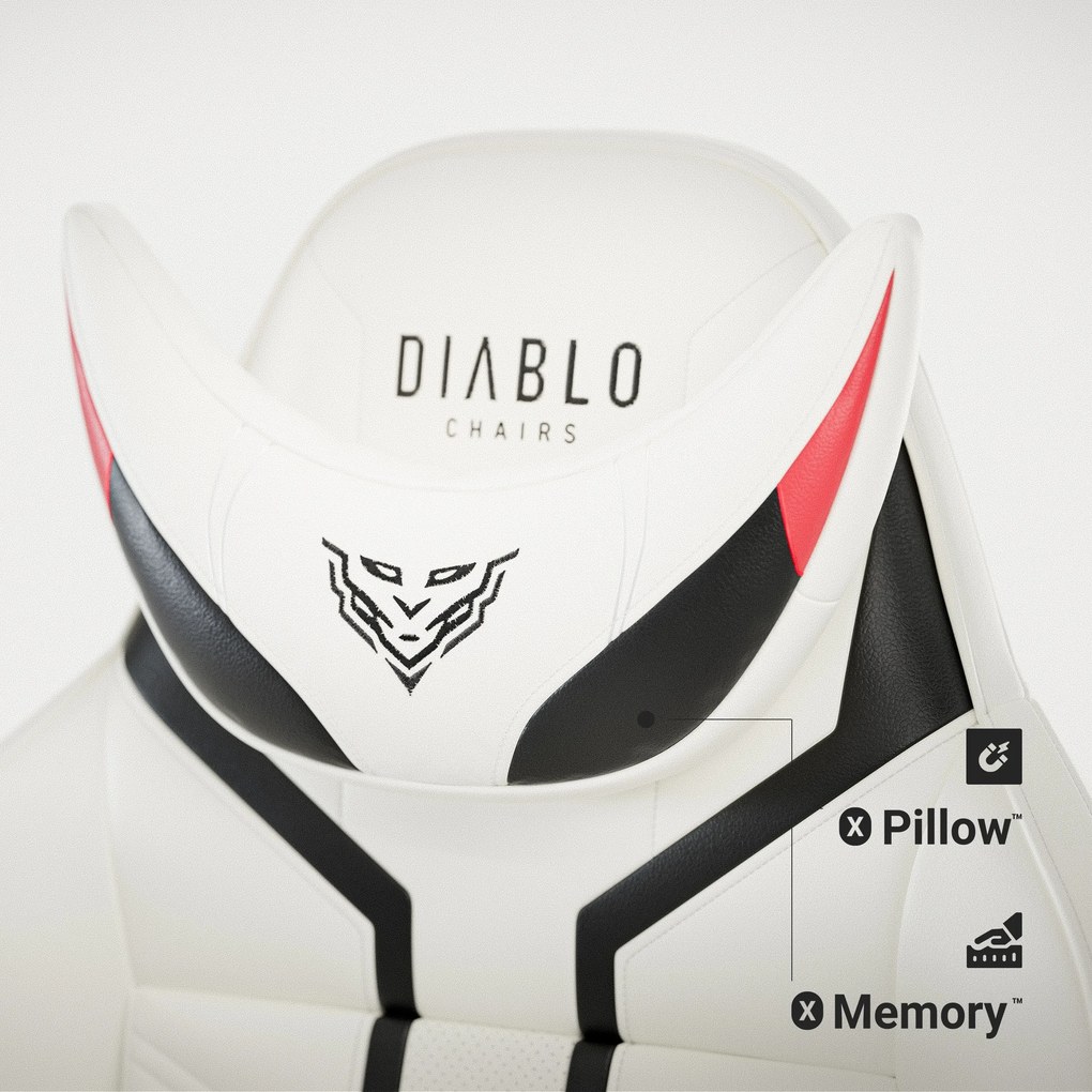 Gamer szék műbőr King Size, fehér-fekete: Diablo X-Ray 2.0