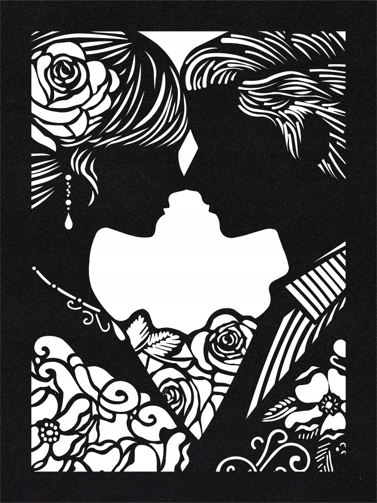 Fali Dekoráció Kép Áttört Pár Fekete Velúr